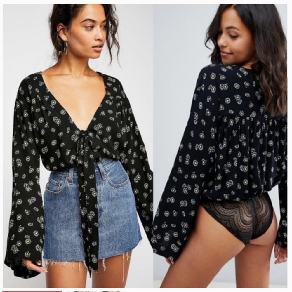 Intimately Free People Forties Feel Bodysuit Floral Lace Black Small - Picture 5 of 5